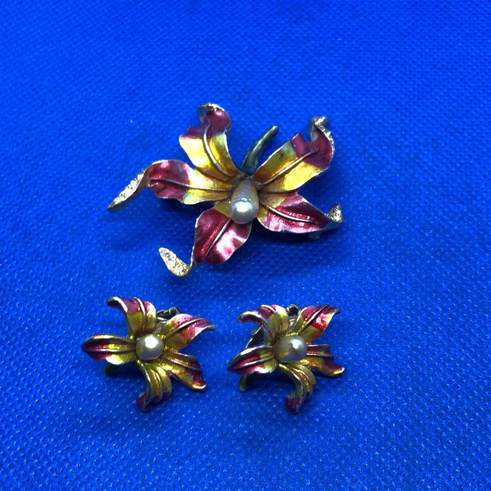 Vintage brooch and earrings